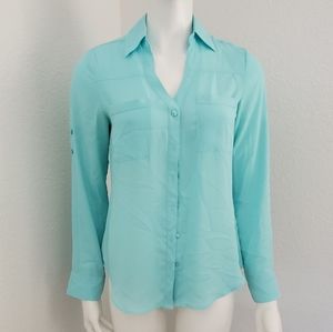 Women's Express Mint Green Button Up